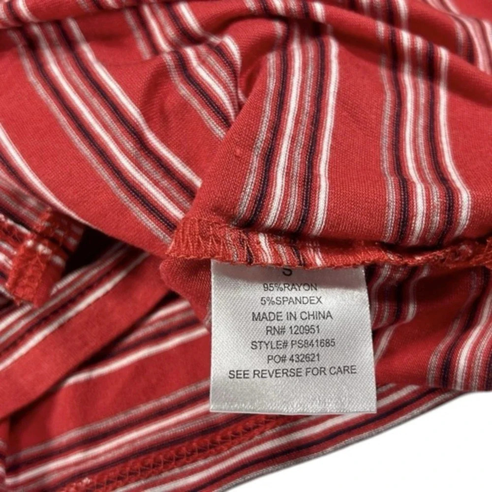 New Pink Rose‎ Small Red Striped Tank Top Ringer Neck Americana Nautical Summer